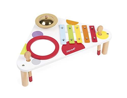 Table Musicale Confetti - Janod - Des 12 Mois - Mixte - 11x11x5cm - Bebe - Multicolore - Interieur - Rouge