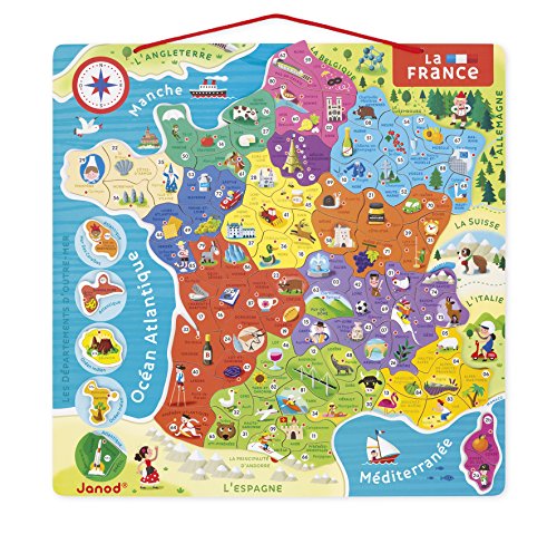Puzzle France Magnetique 93 Pcs (bois) - Janod - Nouvelles Regions 2016 - Des 7 Ans