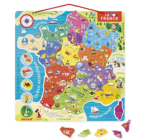 Puzzle France Magnetique 93 Pcs (bois) - Janod - Nouvelles Regions 2016 - Des 7 Ans