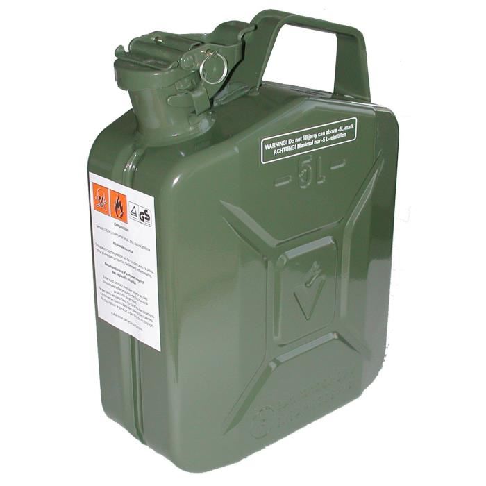 Jerrican En Metal 5l Axis Communications Vert Armee Antirouille Et Resistant A Tout Carburant
