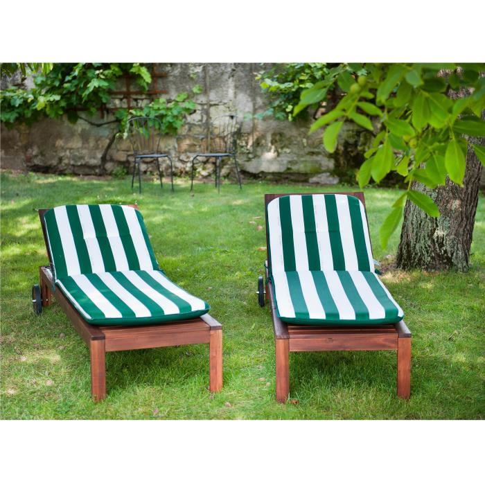 JARDIN PRIVE Coussin bain de soleil CANCALE Vert 184x59x55cm