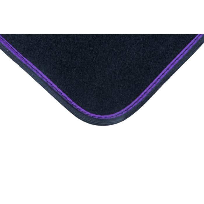 DBS Jeu de 4 Tapis universels - Moquette 450g/m2 - Ganse bicolore noir-violet