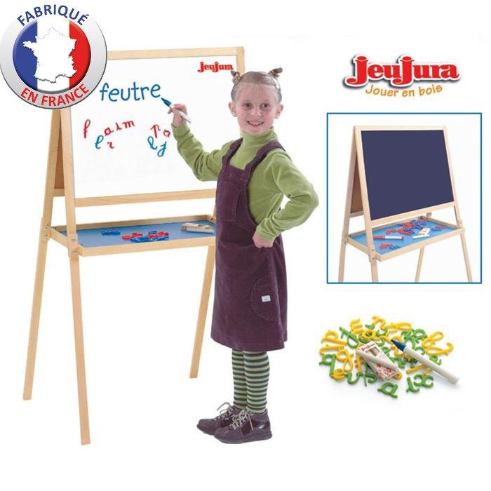 Jeujura Tableau Double Face Creatifs En Bois Craies Feutres