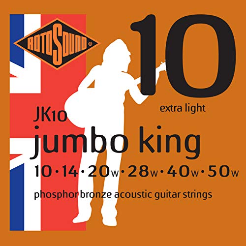 Rotosound Jk10 - Jeu De Cordes Guitare Acoustique Jumbo King Extra Light 10-50