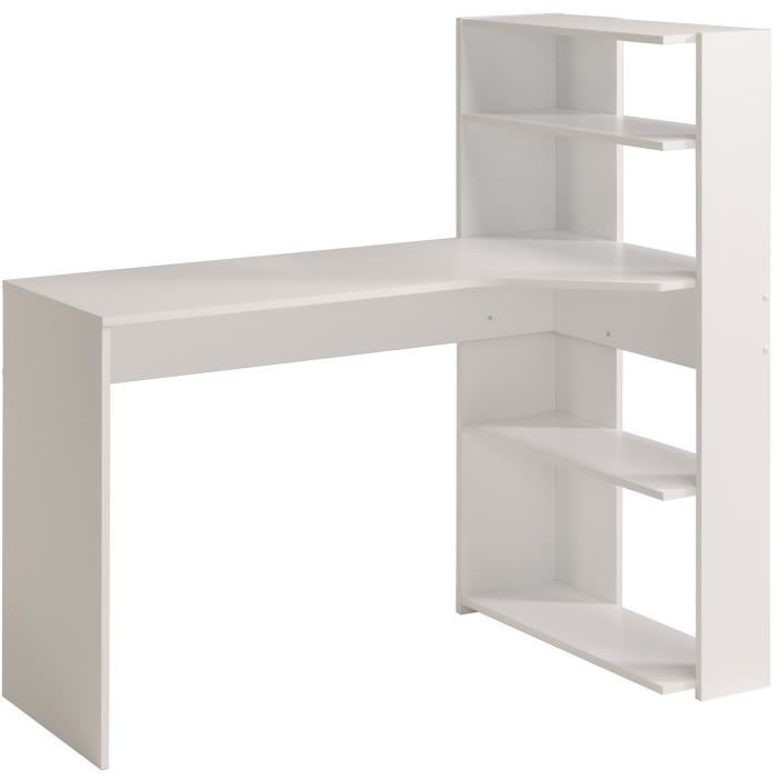 Bureau Dangle Contemporain Parisot June Blanc L 122 Cm 1 Plateau 2 Tablettes