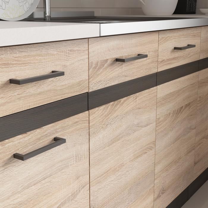 Junona Cuisine Dangle Complete Et Plan De Travail L 3m40 Angle Reversible Decor Chene Sonoma Plan De Travail Inclus