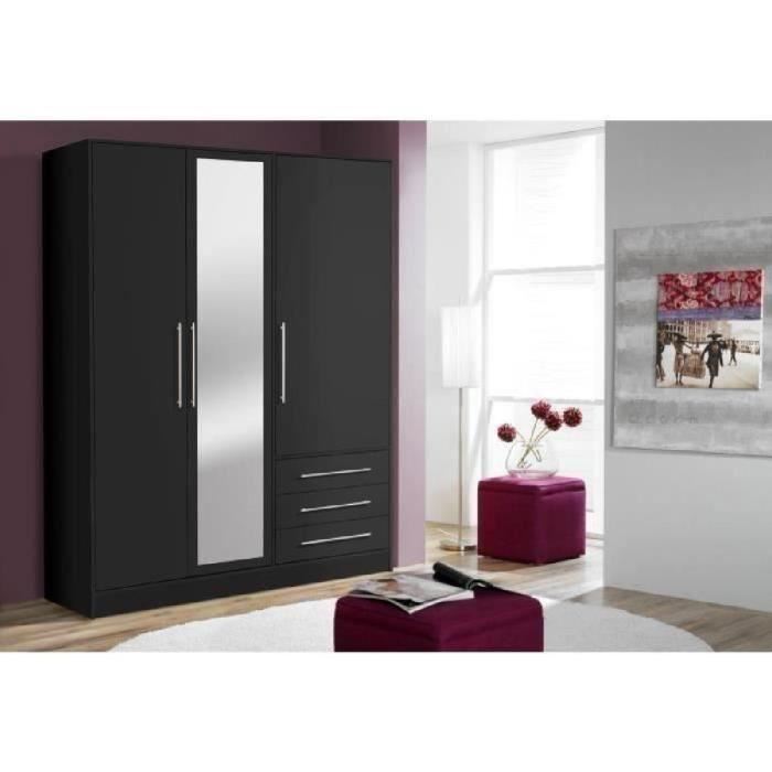 JUPITER Armoire de chambre style contemporain en bois agglomere noir L 1446 cm