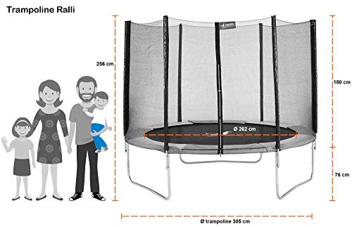 Kangui Trampoline Rond Ralli 300 - Avec Filet, Echelle, Bache De Protection Et Kit D'ancrage - Ø 300 Cm