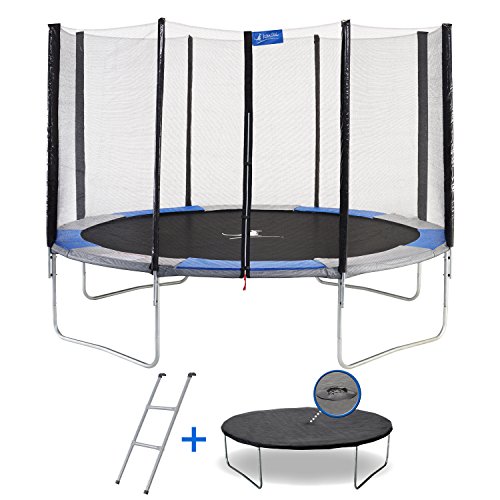 Kangui Trampoline Rond Ralli 360 - Avec Filet, Echelle, Bache De Protection Et Kit D'ancrage - Ø 360 Cm