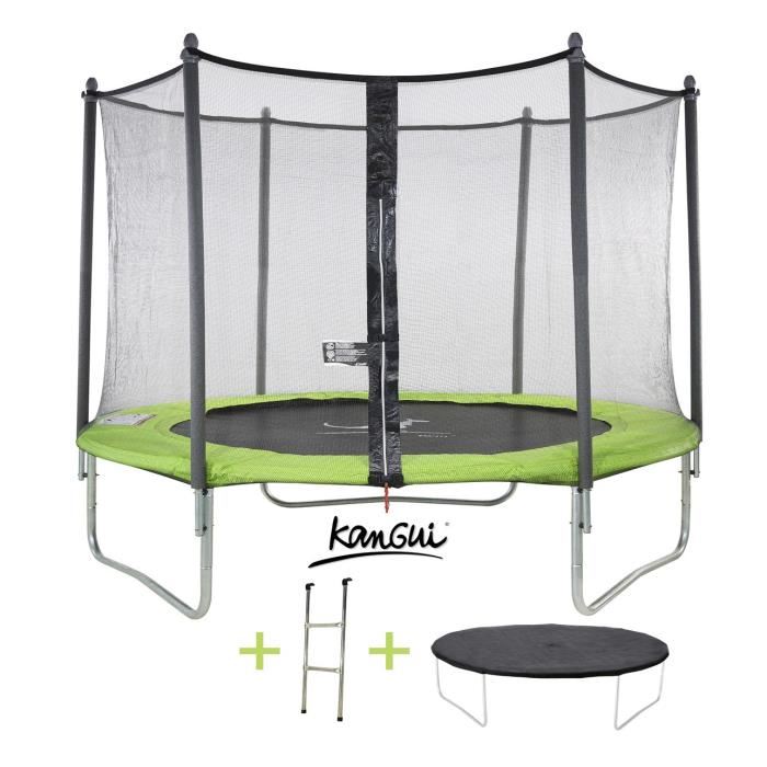 Trampoline Kangui Twin O 300305 Cm Enfant Rebond Optimal Echelle Bache Certification Ce Nf En 71 14