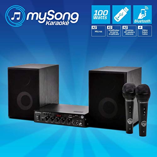 Mydeejay My Song Ensemble Karaoke Ampli 2x50w - Usb - Bluetooth - 2 Enceintes Hifi - 2 Micros
