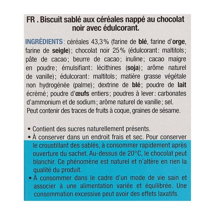 KARELEA Sables 3 cereales chocolat noir Sans sucre ajoute 150 g
