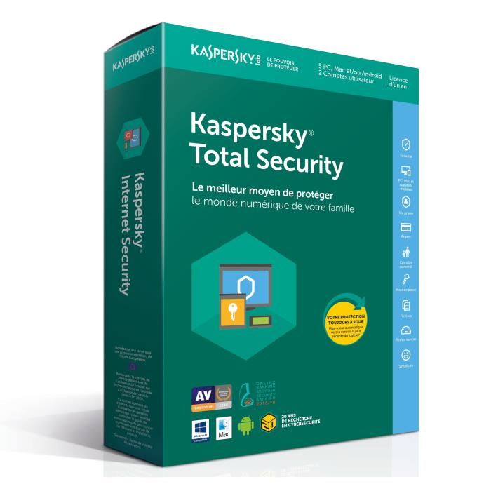 Kaspersky Total Security 2018 - 5 Postes / 1 An
