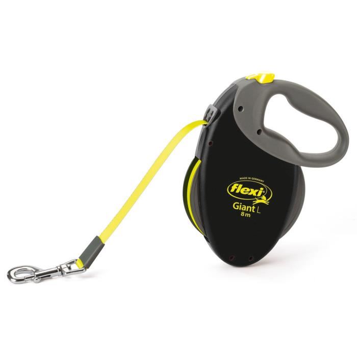 Laisse flexi Neon Giant L pour chien 8 m sangle noirjaune fluo
