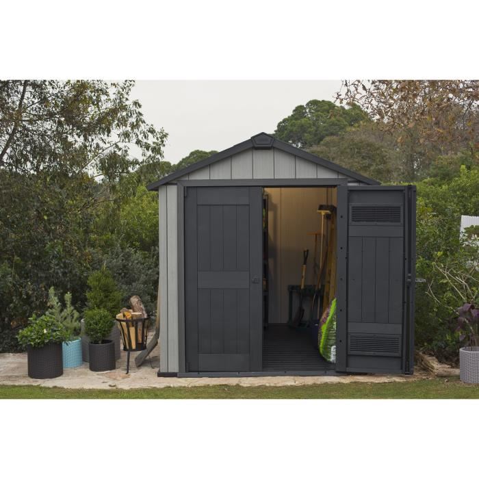 Keter Abri De Jardin Oakland 757 Resine Double Porte Texture Bois Gris 45 230x2238x242 Cm