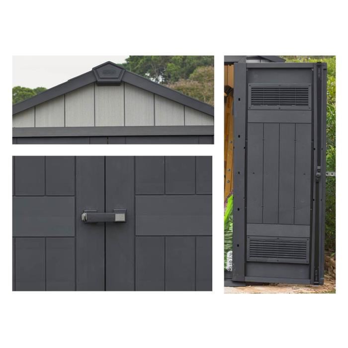 Keter Abri De Jardin Oakland 757 Resine Double Porte Texture Bois Gris 45 230x2238x242 Cm