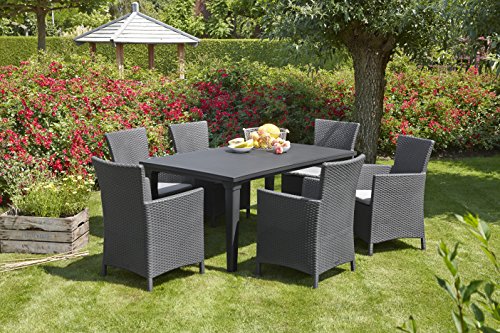 IOWA Fauteuil de jardin aspect rotin tresse Gris