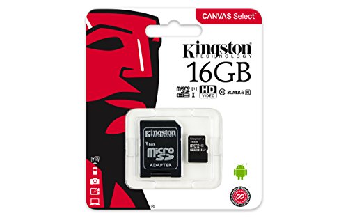 Kingston Canvas Select - Carte Memoire Flash (adaptateur Microsdxc Vers Sd Inclus(e)) - 16 Go - Uhs-i U1 / Class10 - Microsdhc Uhs-i