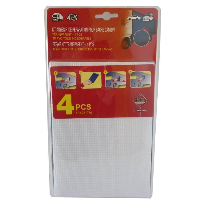 Kit de Reparation PVC 4 Pieces pour Bache de Camion ou Remorque
