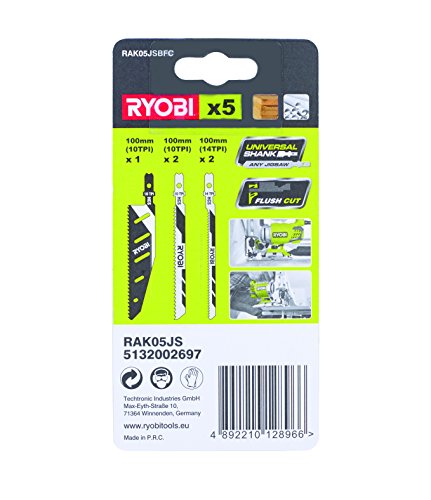 RYOBI 5 lames speciales pour scie sauteuseFLUSHCUT