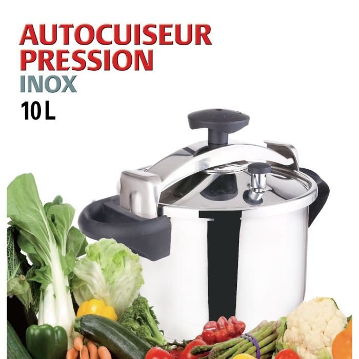 Kitchen Move Autocuiseur Panier Vapeur 10 L Gris Et Noir Tous Feux Dont Induction