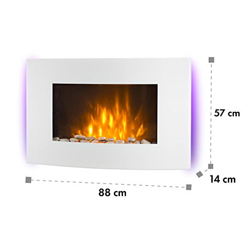 Cheminee Electrique Murale Klarstein Lausanne 2000 W Effet Flamme Led Blanc