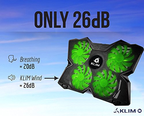 Klim Wind Refroidisseur Ordinateur Portable Vert Refroidissement Ultra Rapide 4 Ventilateurs Silencieux
