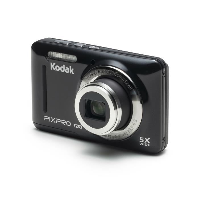 Appareil Photo Compact Kodak Fz53 Bk Noir 16 Mp Zoom X5 Video Hd Grand Angle 27mm Batterie Lithium