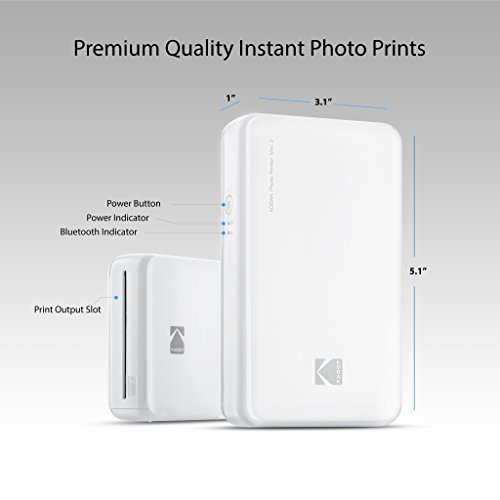 Imprimante Photo Kodak Mobile Print 2 Blanc Kodak Thermique Par Sublimation Sans Fil