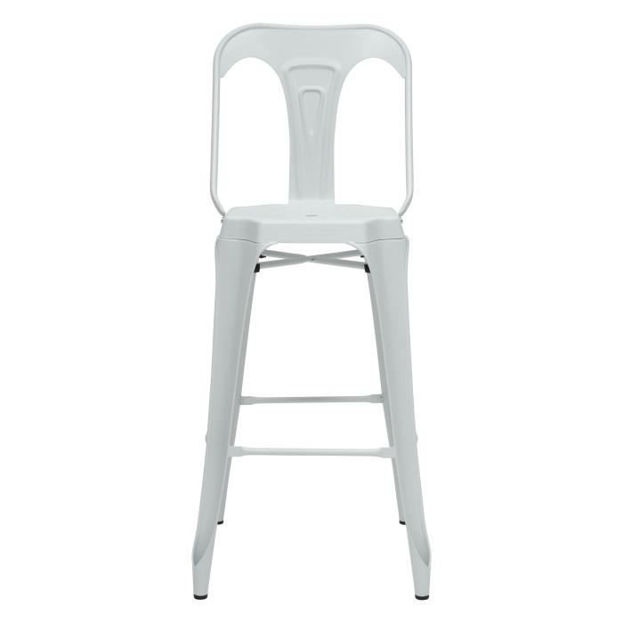 Kraft Claire Lot De 2 Chaises De Bar En Metal Blanc Satine Industriel L 47 X P 55 Cm Assise H 755cm