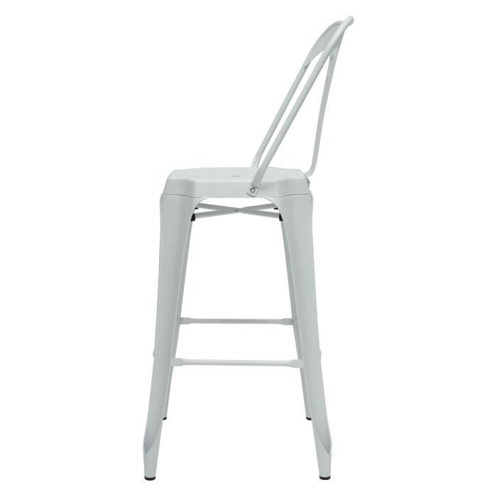 Kraft Claire Lot De 2 Chaises De Bar En Metal Blanc Satine Industriel L 47 X P 55 Cm Assise H 755cm