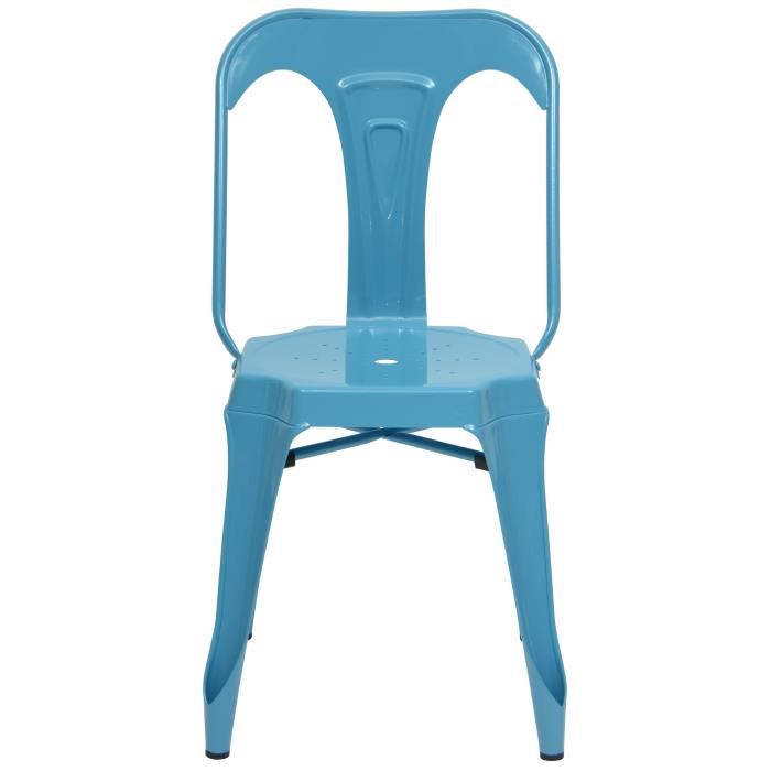KRAFT Zli Lot de 2 chaises de salle a manger Metal bleu satine Style industriel L 44 x P 53 cm