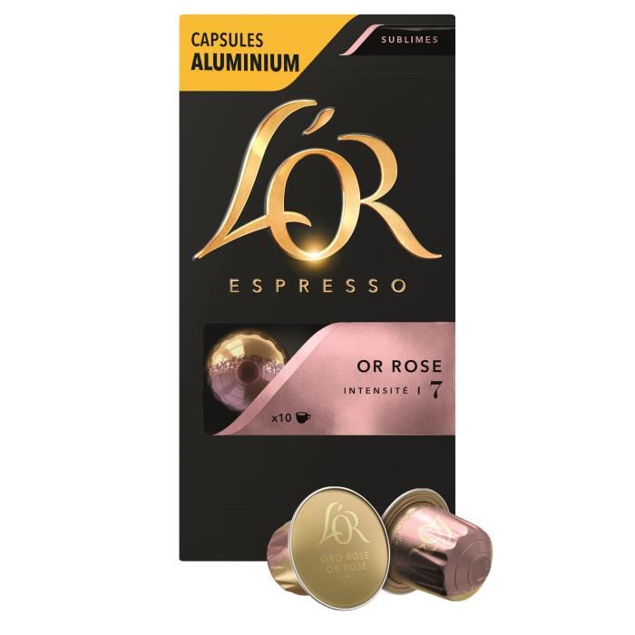 L'or Espresso Cafe Or Rose - Intensite 7 - 50 Capsules En Aluminium Compatible