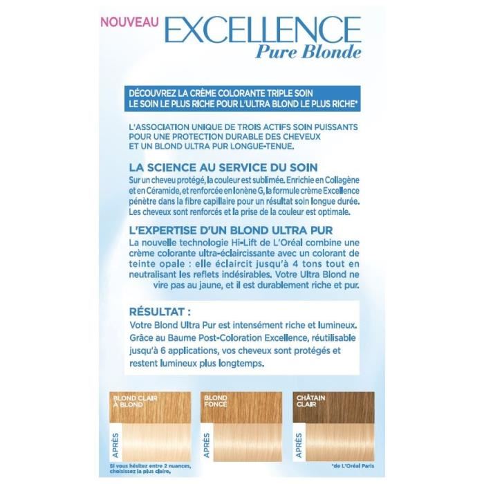 Coloration Permanence Excellence L'oreal Paris - Blond Ultra Clair Naturel 01