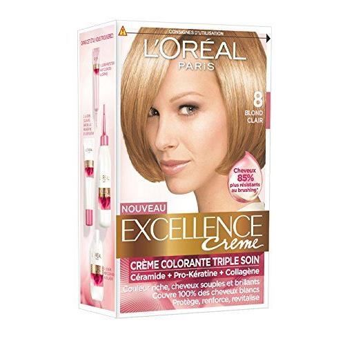 L'oreal Paris Excellence Creme Coloration Triple Soin Acide Hyaluronique192 Ml - Boîte 4 Produits + 1 Peigne Applicateur + 1 Notice + 1 Paire De Gants