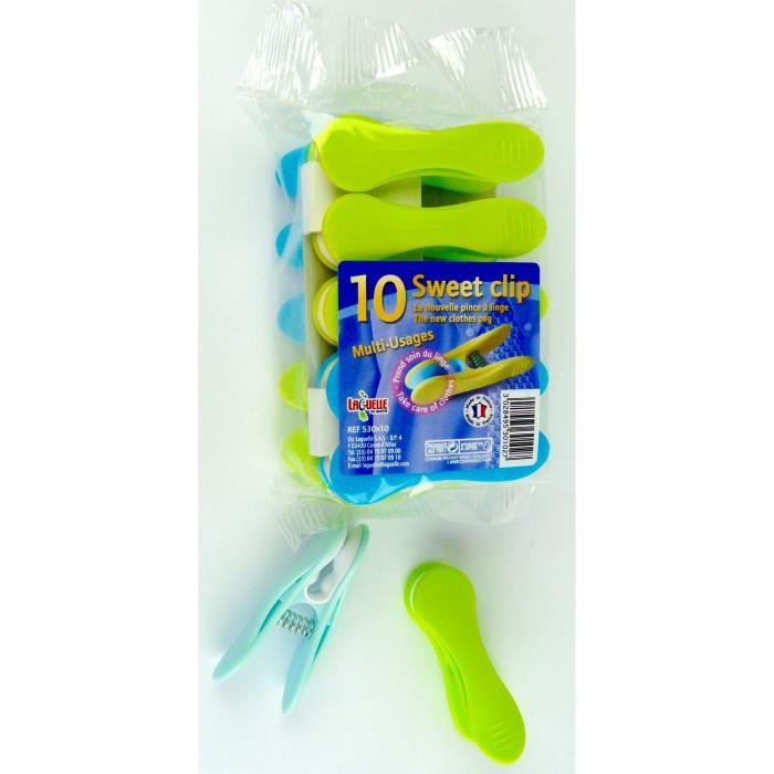 Lot de 10 pinces a linges sweet clip - LAGUELLE
