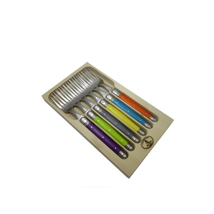 Laguiole Lot De 6 Fourchettes - Inox - Manche Abs Couleurs Trendy