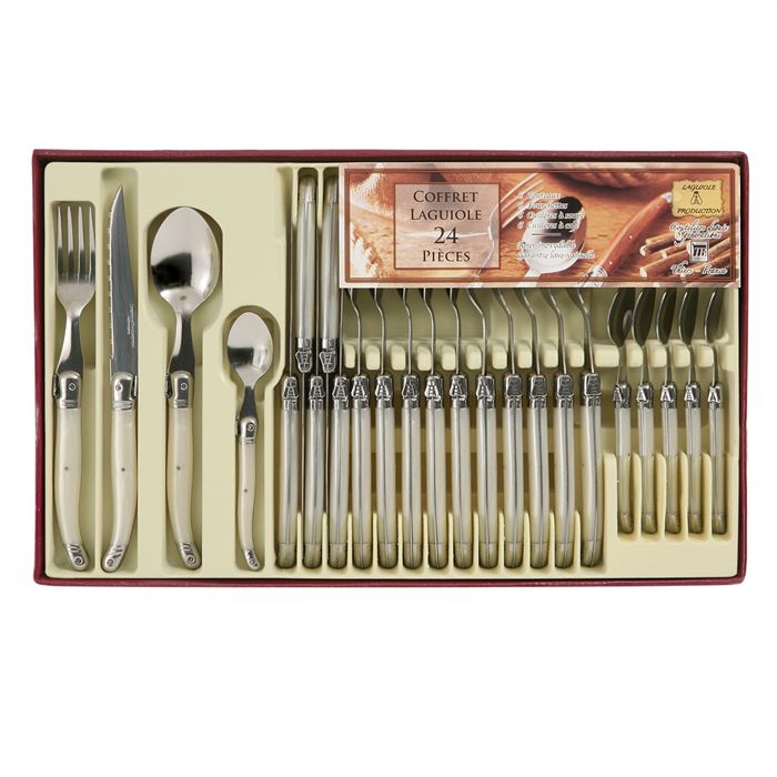 Laguiole Production Menagere 24 Pcs Nacre Ivoire