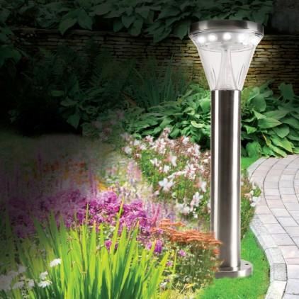Lampe Solaire De Jardin 13 Led Avec Fixation Au Sol Ou Au Mur - Gris