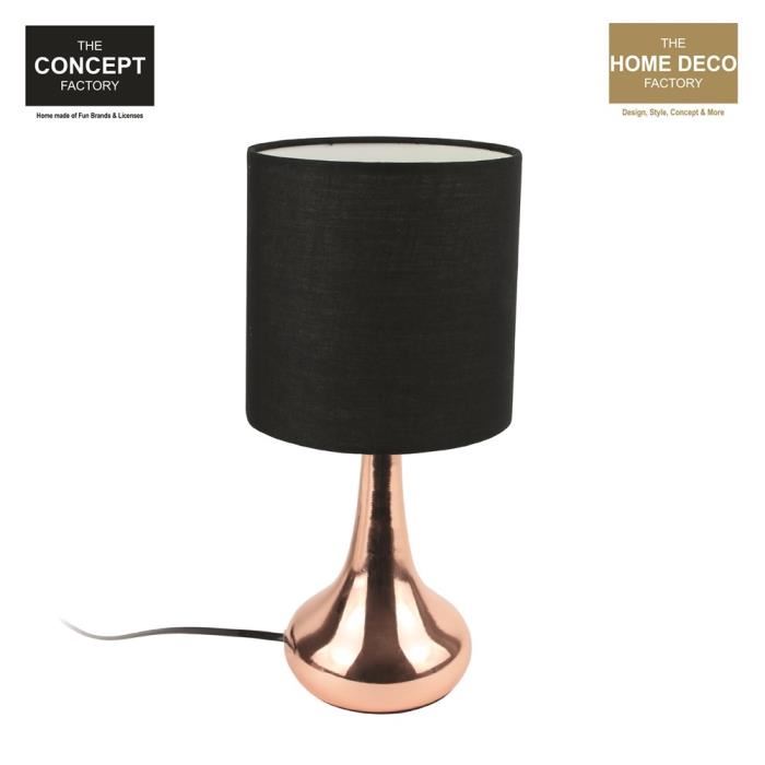 Lampe - Home Deco Factory - Touch - Tactile - Noir Et Or