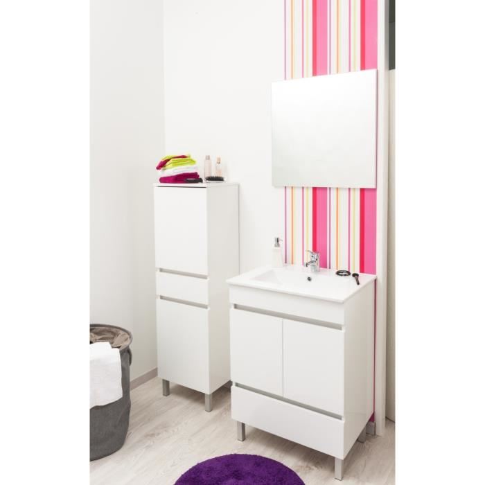 Lancelo Salle De Bain Complete Simple Vasque L 80 Cm - Blanc Mat