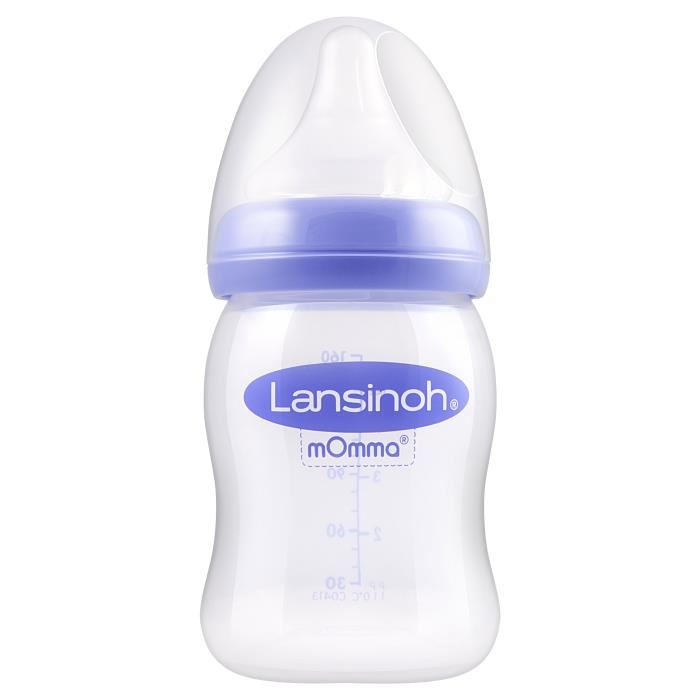 Biberon Natural Wave - Lansinoh - 160ml - Debit Lent - Biberon Pour Lait Maternel - Violet
