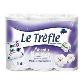 LE TREFLE Lot de 6 Papier toilette Bien etre - Maxi feuille