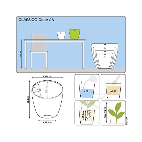 Lechuza Pot De Fleurs - Classico Color 28 - Ø 28 X 26 - Kit Complet - Blanc - 9 L
