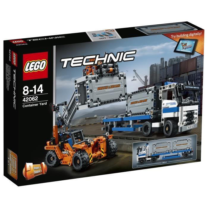 Lego® Technic - Le Transport De Conteneur - Camion Articule Avec Grue Charge Conteneurs - 631 Pieces