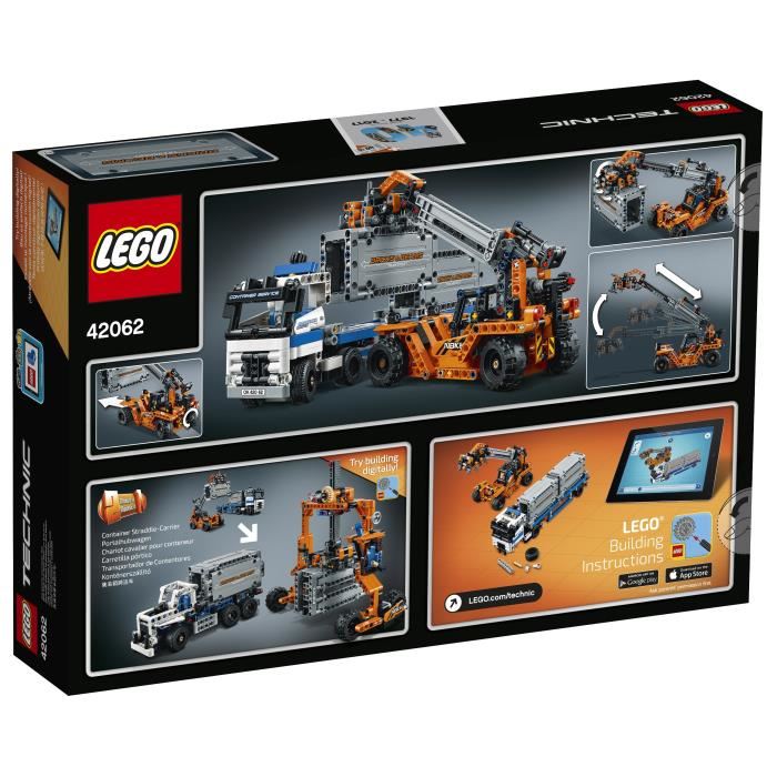 Lego® Technic - Le Transport De Conteneur - Camion Articule Avec Grue Charge Conteneurs - 631 Pieces