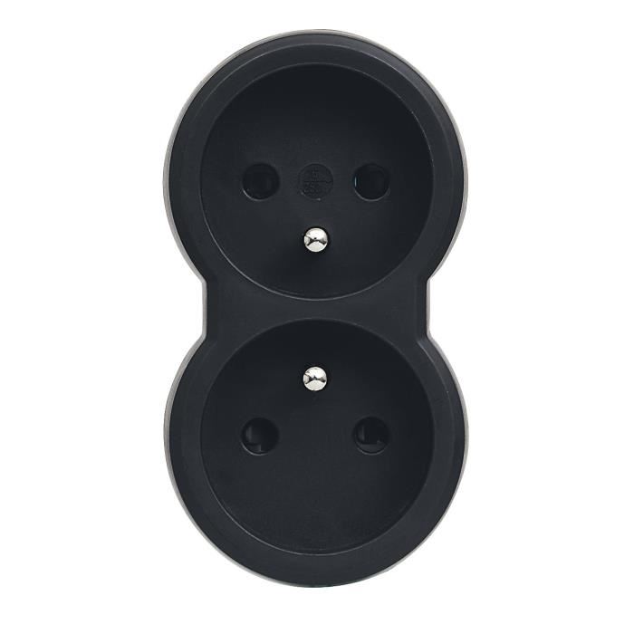 Legrand Fiche Multiprise 16 A 2x2 P+t 2 Sorties Frontales Noir
