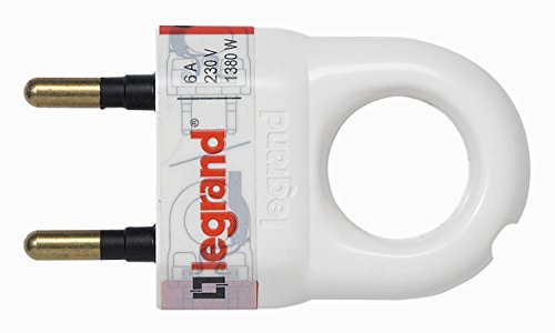 Fiche Electrique Male En Plastique 2 Phases 6 A Blanc