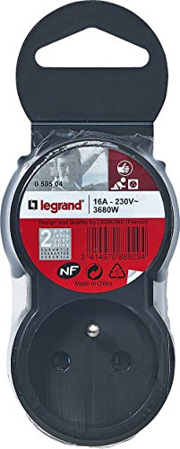LEGRAND Fiche multiprise 16 A 2x2 PT 2 sorties frontales noir