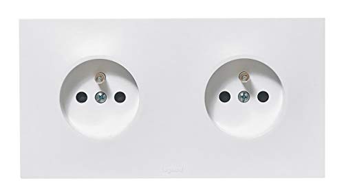 Double Prise De Courant Precablee Neptune Legrand 16a Rectangulaire Plastique Blanc